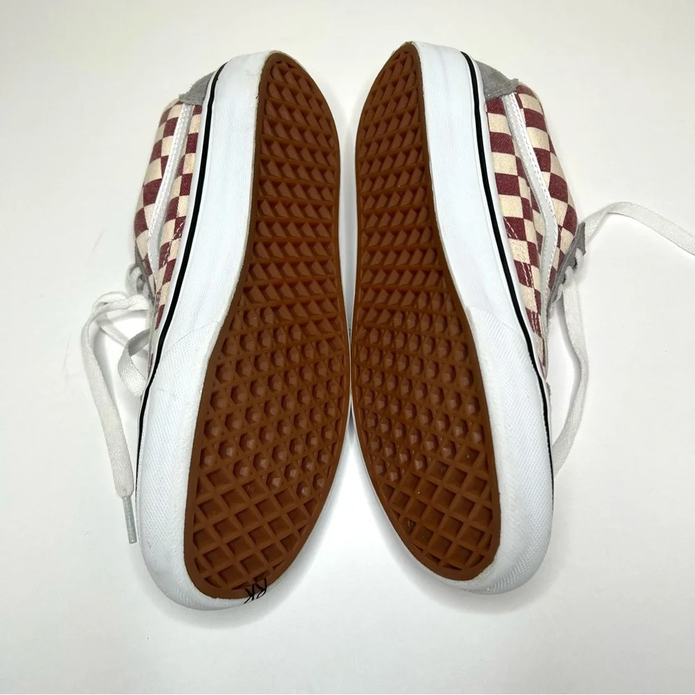 NEW VANS Old Skool Checkerboard Sneakers Burgundy Gray Suede Size 6.5